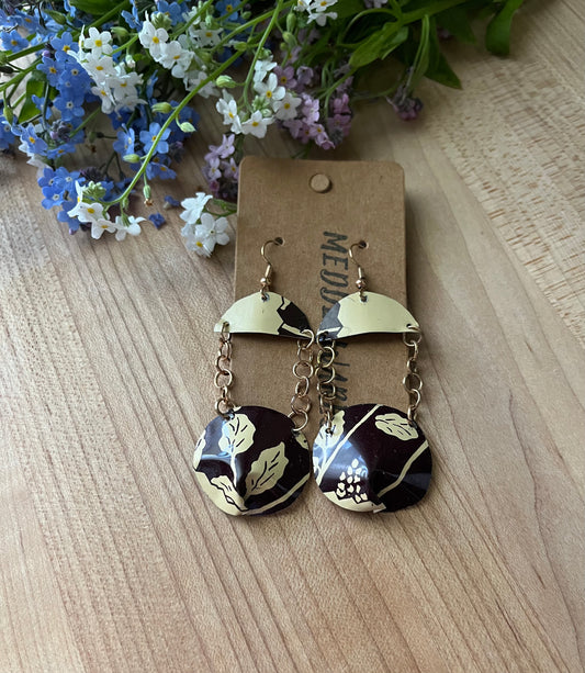 Brown Tin Chained Earrings