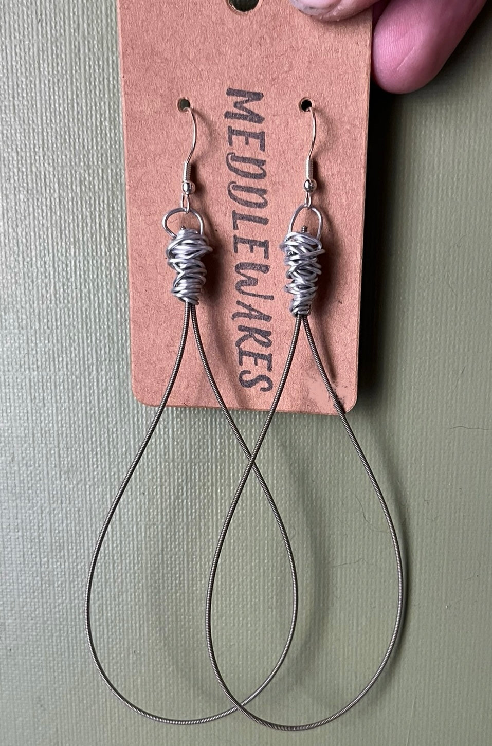 Large Bass String loop earrings