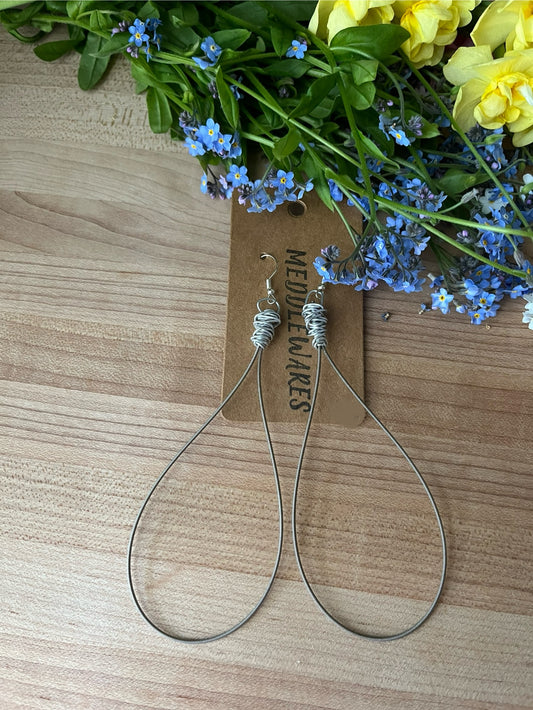 Large Bass String loop earrings
