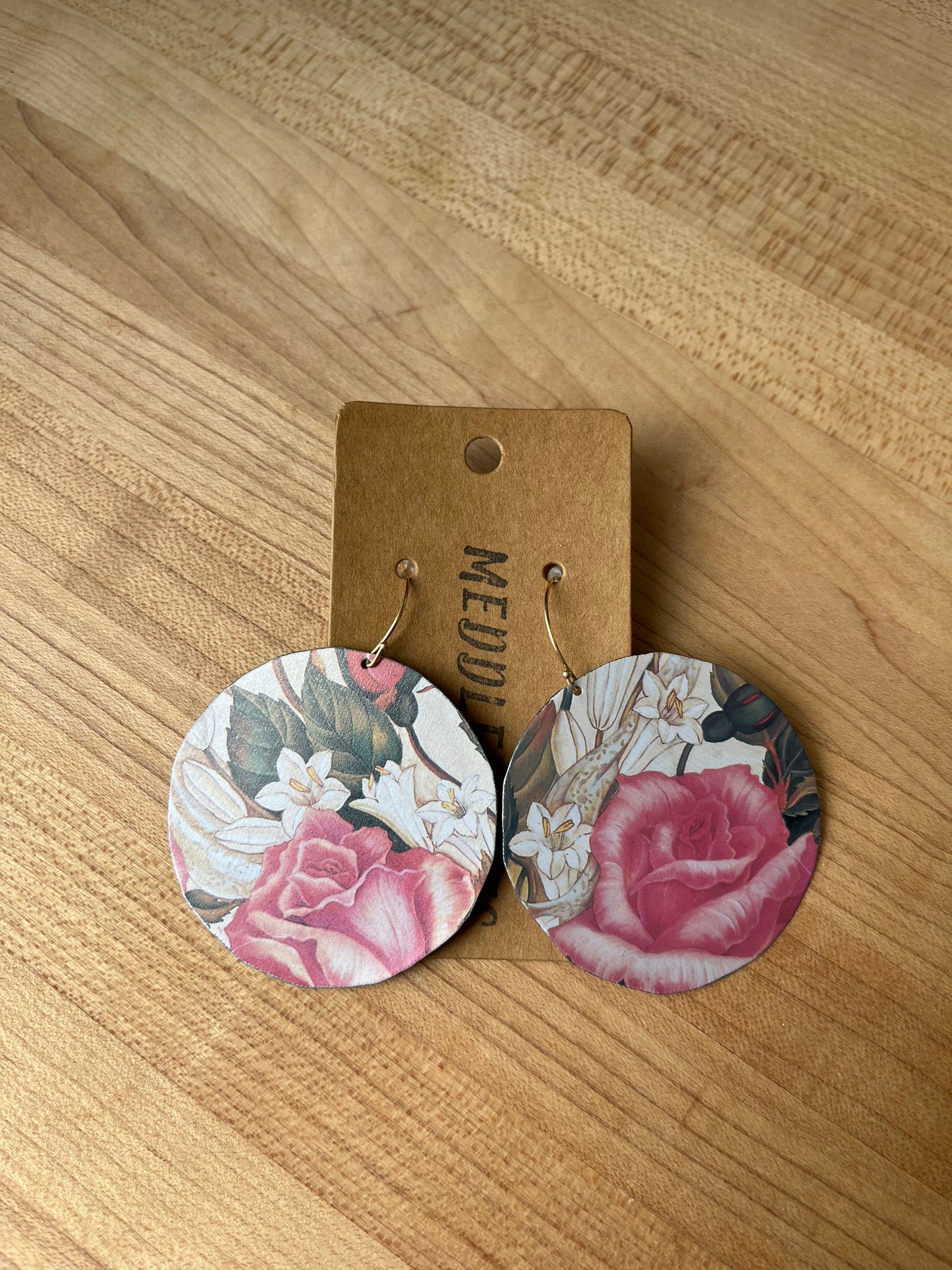 Winter Roses Disc Earrings