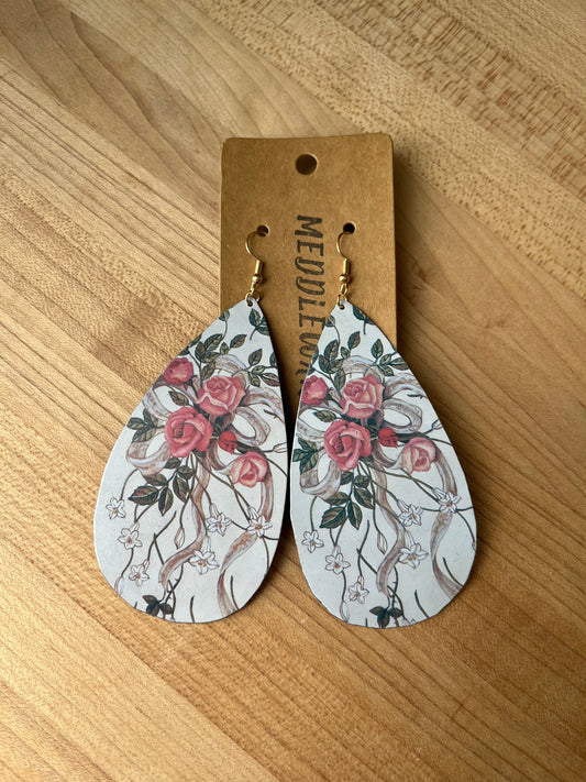 Winter Roses Large Teardrop Earrings