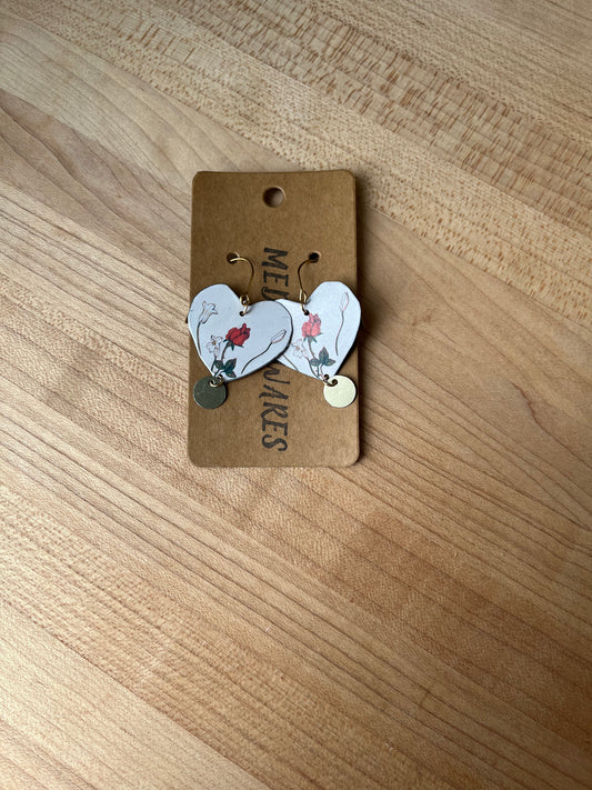 Winter Roses Heart Earrings