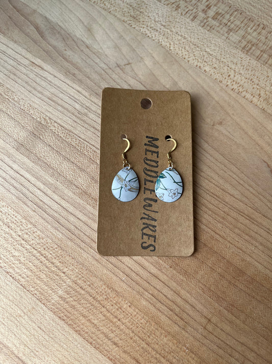 Winter Roses Teardrop Daffodils print Earrings