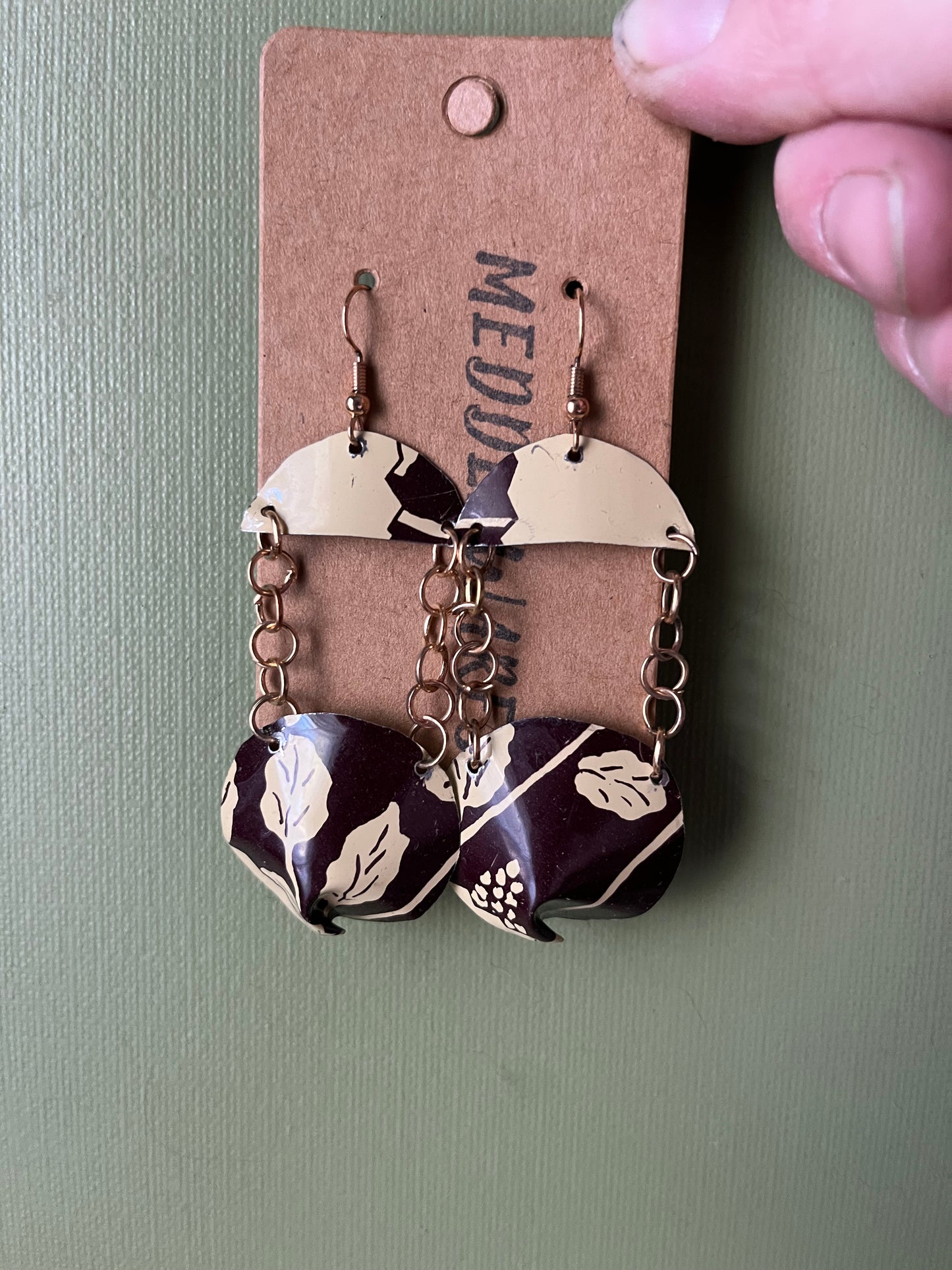 Brown Tin Chained Earrings